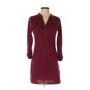 Maroon V-neck Casual Dress from Derek Heart
